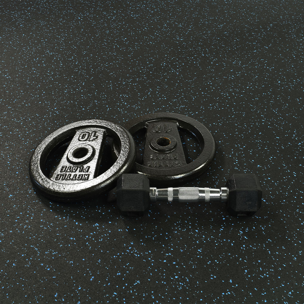 Rolled Rubber Flooring 10% Color Pacific Per SF dumbbell