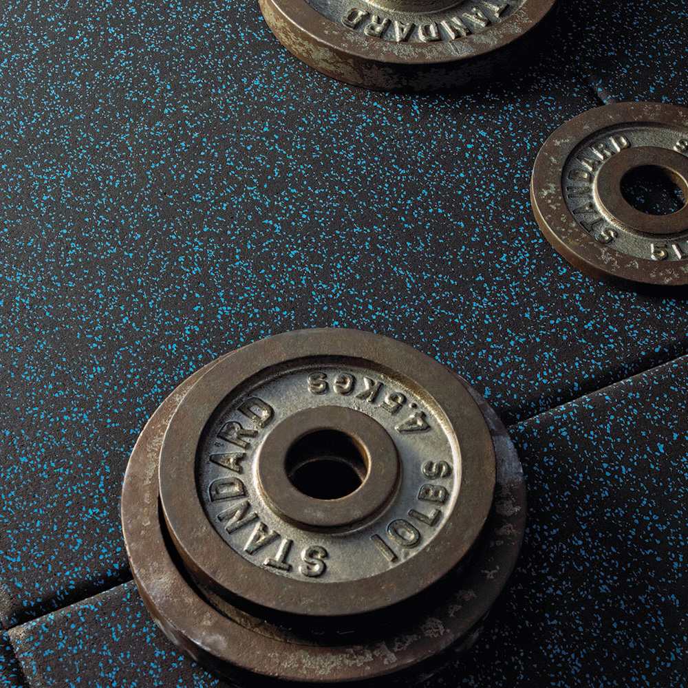 Weights on Action Sport Rubber Gym Tile 10% Color 1 Inch x 2x2 Ft. in blue