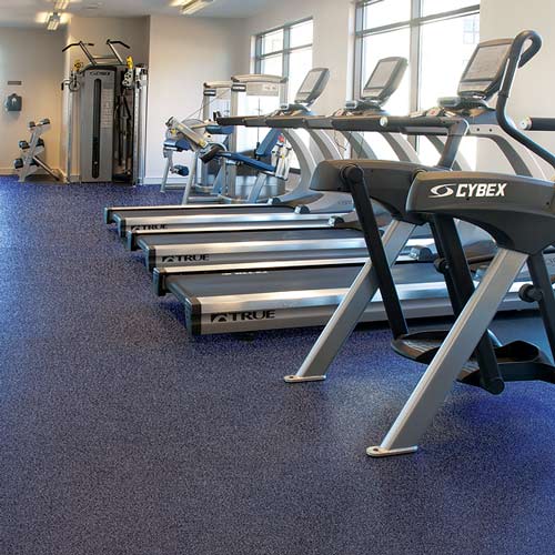 Rubber Gym Flooring Domination Interlocking Tiles 38 x 38 Inch x 8mm gym install.