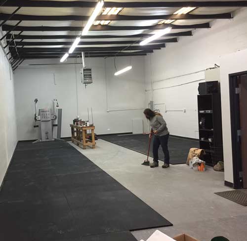 Resilient flooring options can be rubber mats