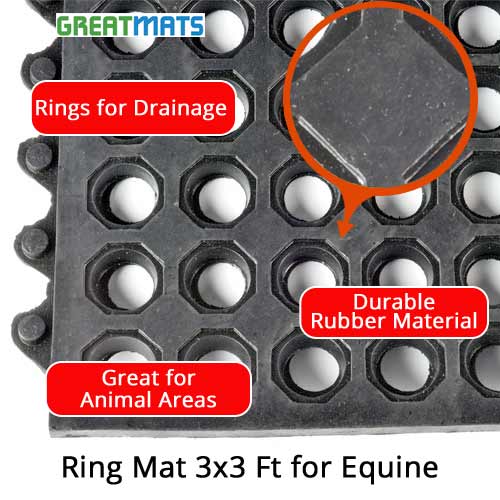 Rubber Ring Wash Stall Mat 3' x 3' x 5/8