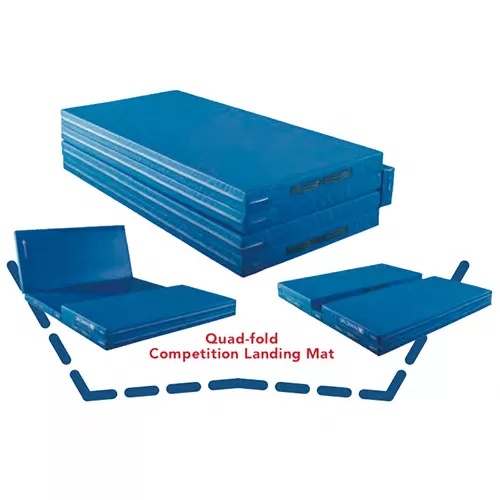 Graphic Mat Folded Gymnastics Competition Landing Mats Blue 7.5x15.5 ft x 12 cm Quad-Fold