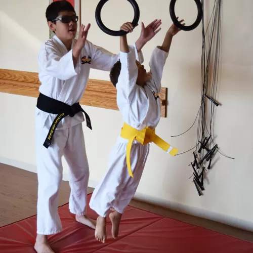 Safety Karate Mats Bi-Fold 5x10 ft x 4 inch rings