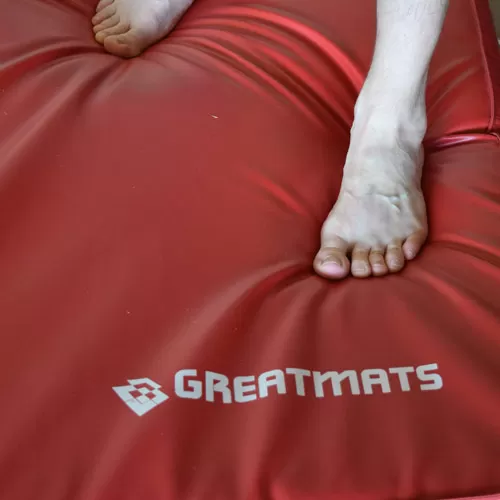 Safety Gymnastic Mats Bi-Fold 5x10 ft x 4 inch logo feet.