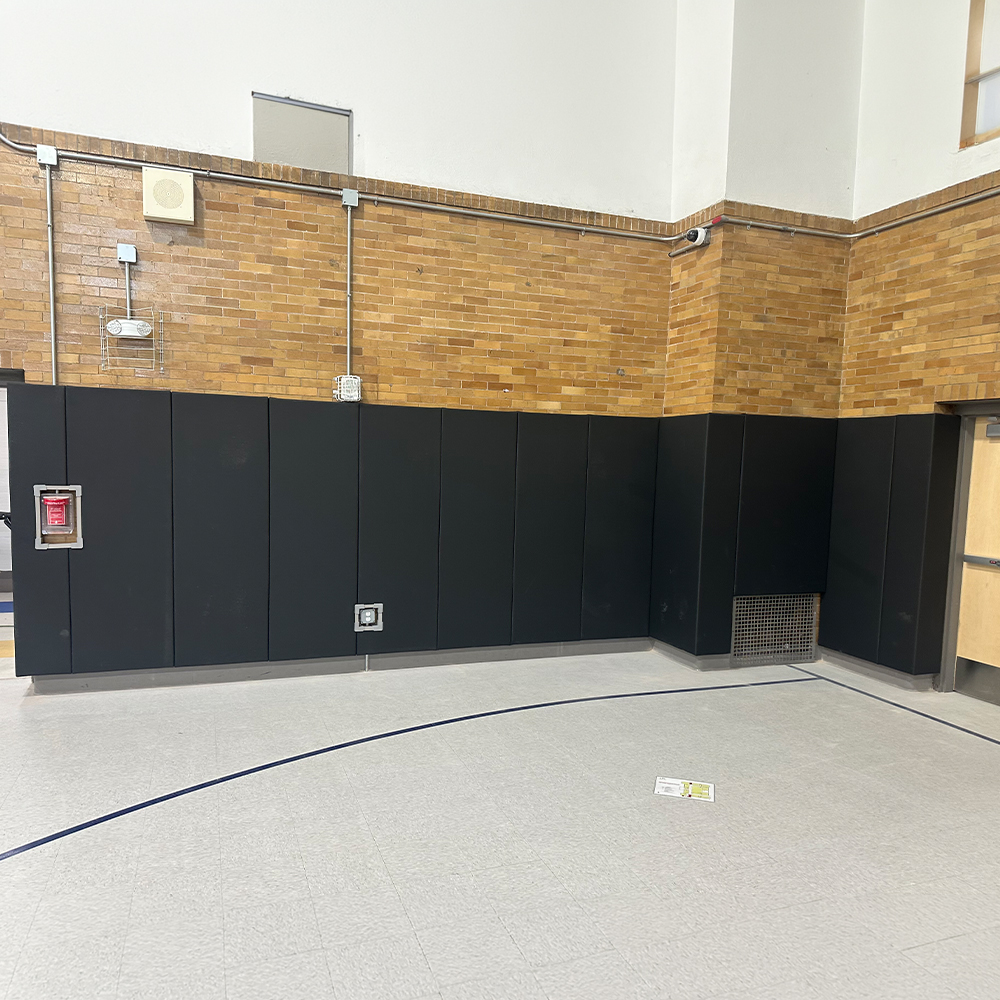 School Gym with Safety CourtQuiet Impact Wall Pad 2 Inch x 4x6 Ft. Lip TB in Night Sky