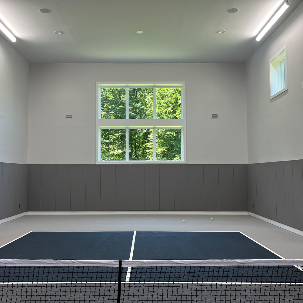 Safety CourtQuiet Impact Wall Pad 2 Inch x 3x6 Ft. Lip TB Gray Stone home court install