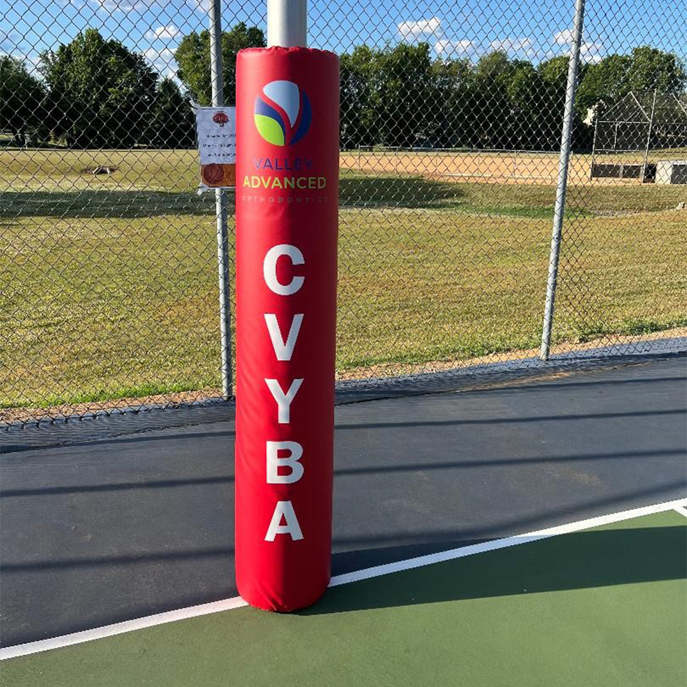 Safety Pole Pad 6 ft x 3 inch Foam for 6 inch Diameter Pole red with custom graphics