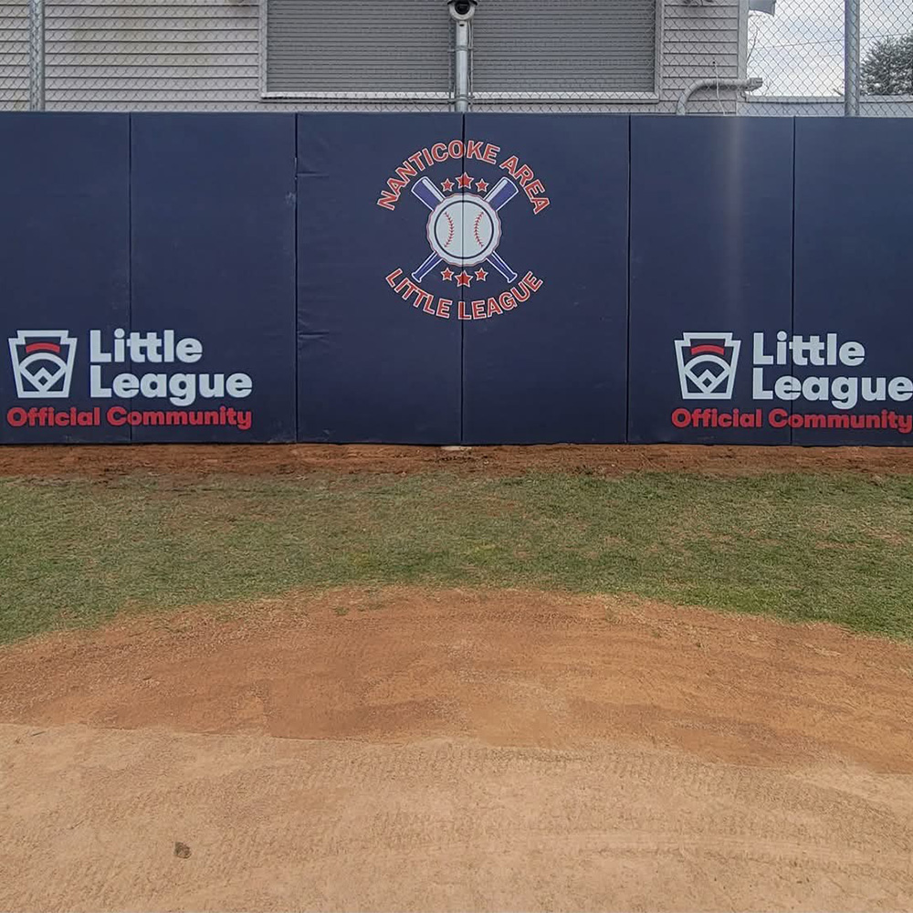 Safety Outdoor Stadium Pad 2 Inch blue with logos