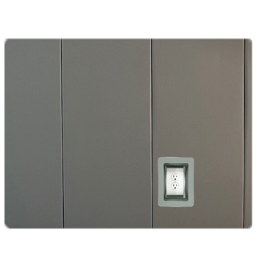 Safety Wall Pad Cutout 6x6 Inch gray outlet installed in wall pad