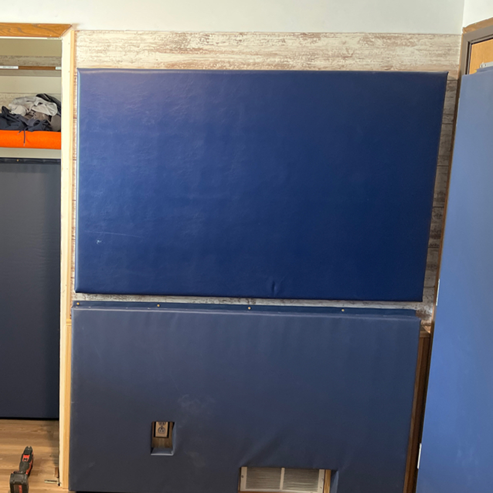 3x5 foot safety wall pads installed in small room