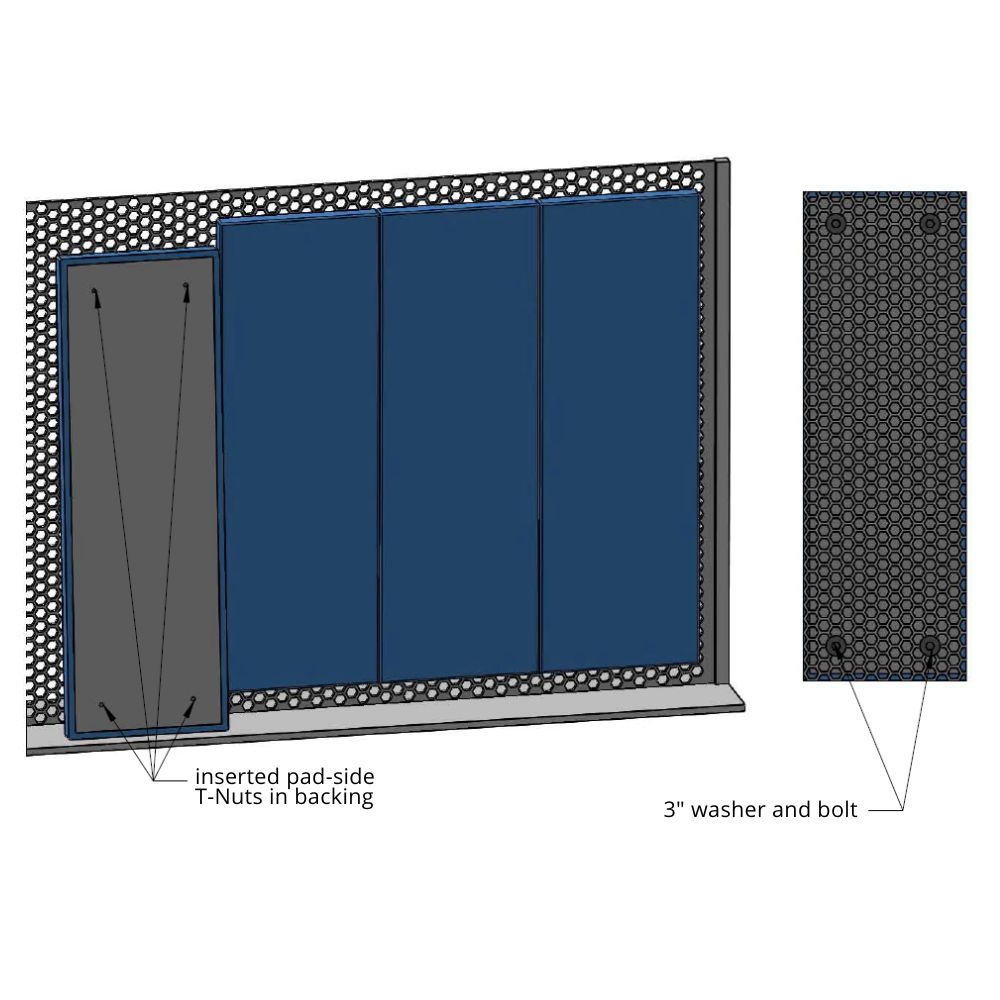 Safety Outdoor Stadium Chain Link Fence Pad 2 Inch x 4x4 Ft diagram