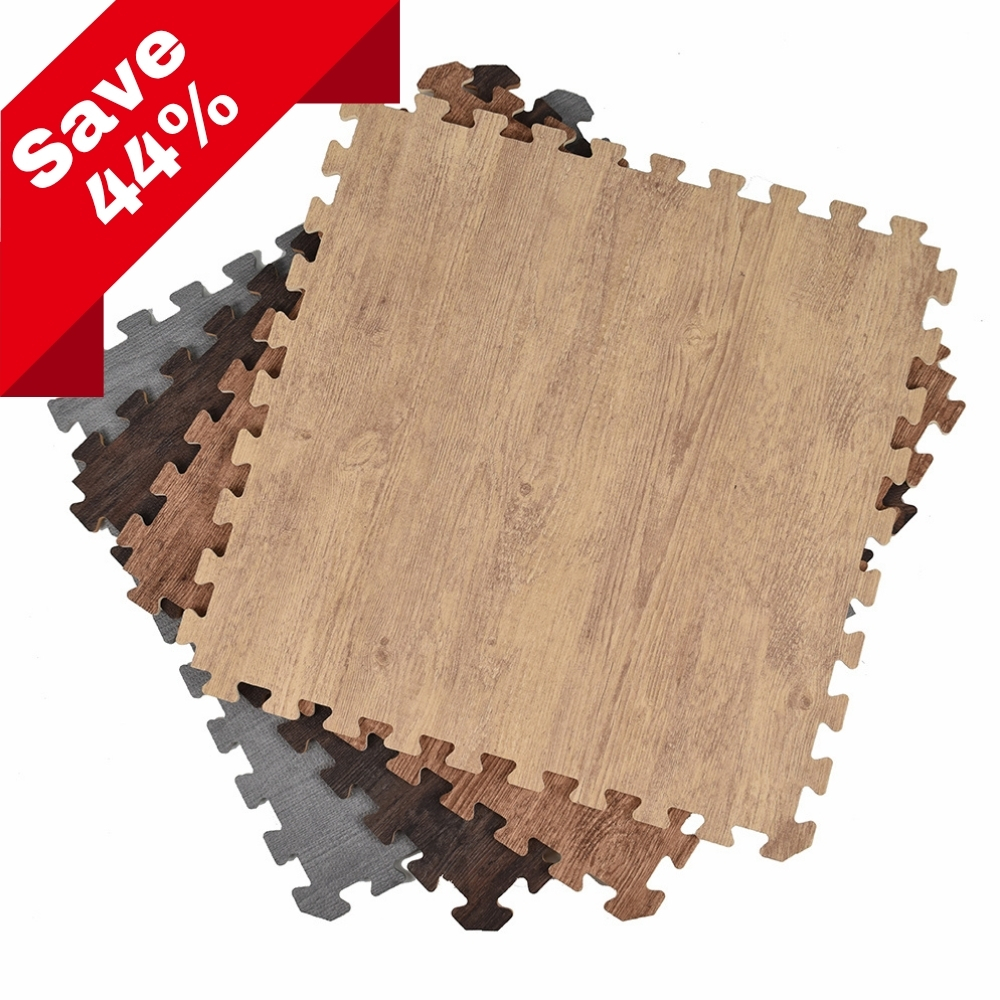 Foam Tiles Wood Grain 7/16 Inch x 2x2 Ft. stack of four color options