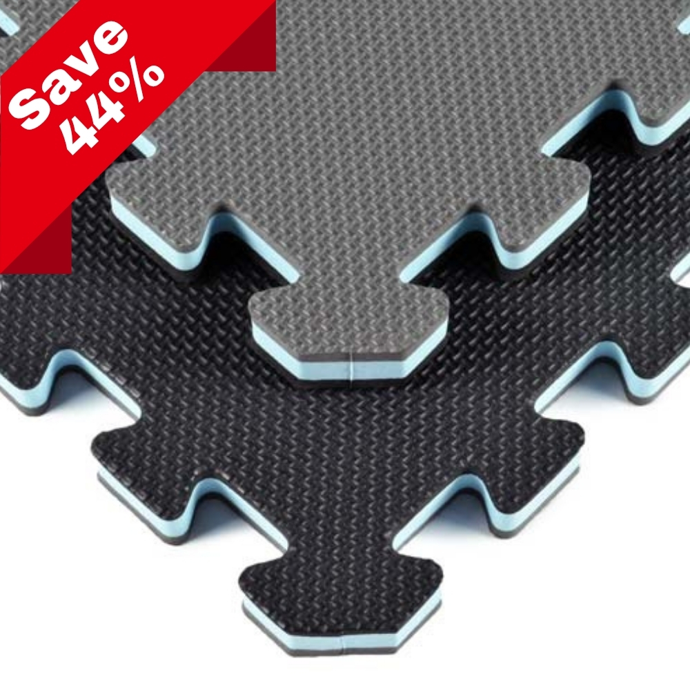 Home Sport and Play Mat 3/4 Inch x 2x2 Ft. corner of black and gray