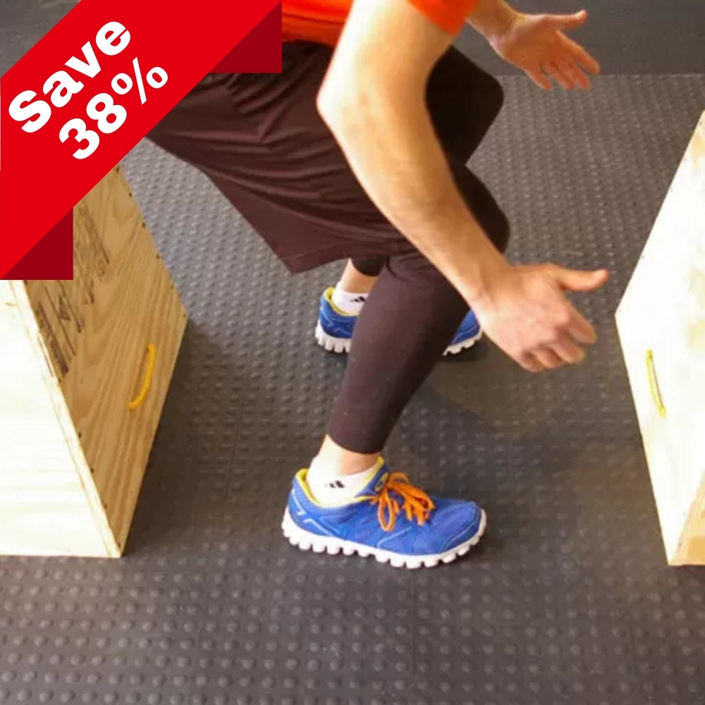 Fitness Room Flooring StayLock Bump Top Black tile for group x jumping