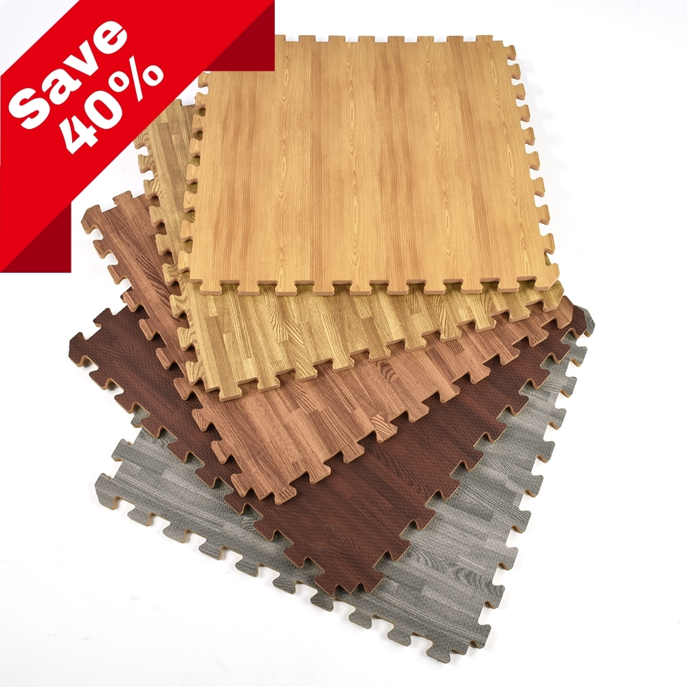 Interlocking Wood Grain Look Floor Tiles Foam Mat  reversible 6 colors.