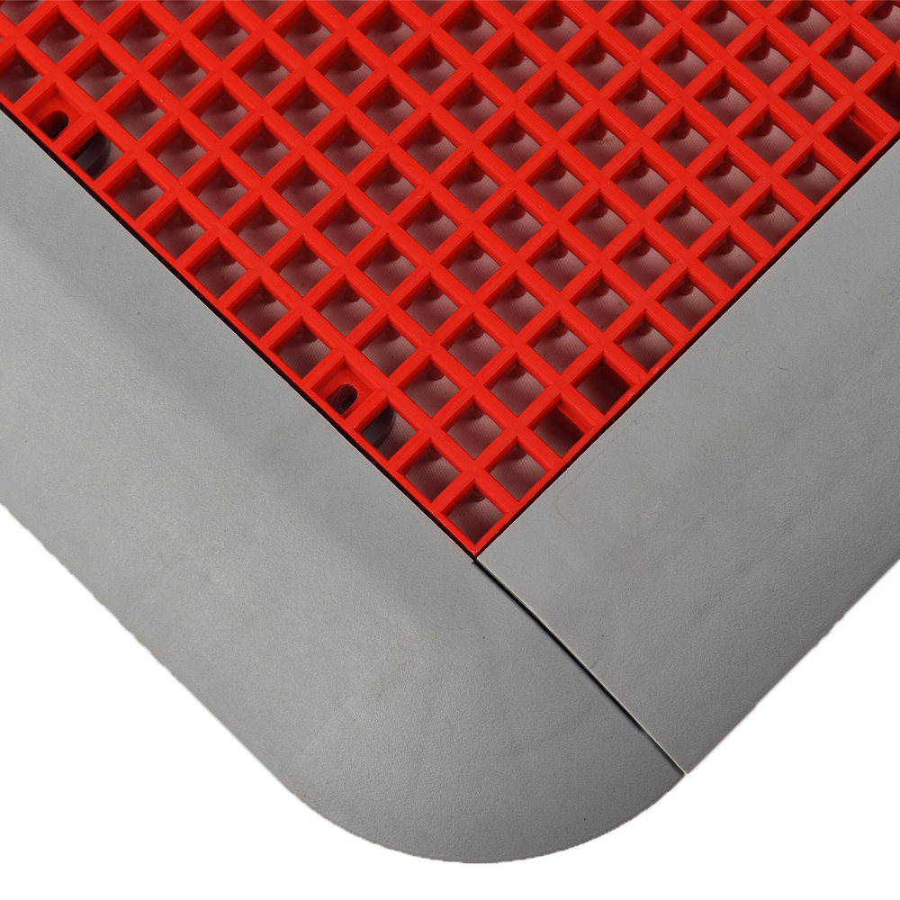 DunkStar BaseCourt Outdoor Corner Edge Borders Gray 5/8 In x 2 Inches Wide red tile with gray borders