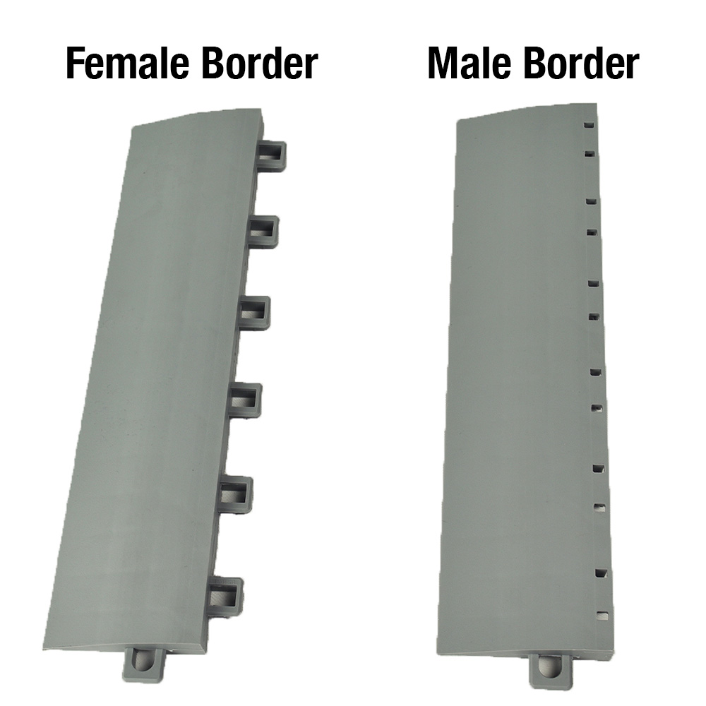 DunkStar Pickleball Outdoor Court Corner Edge Borders Gray 5/8 Inch x 3 Inches Wide female and male border