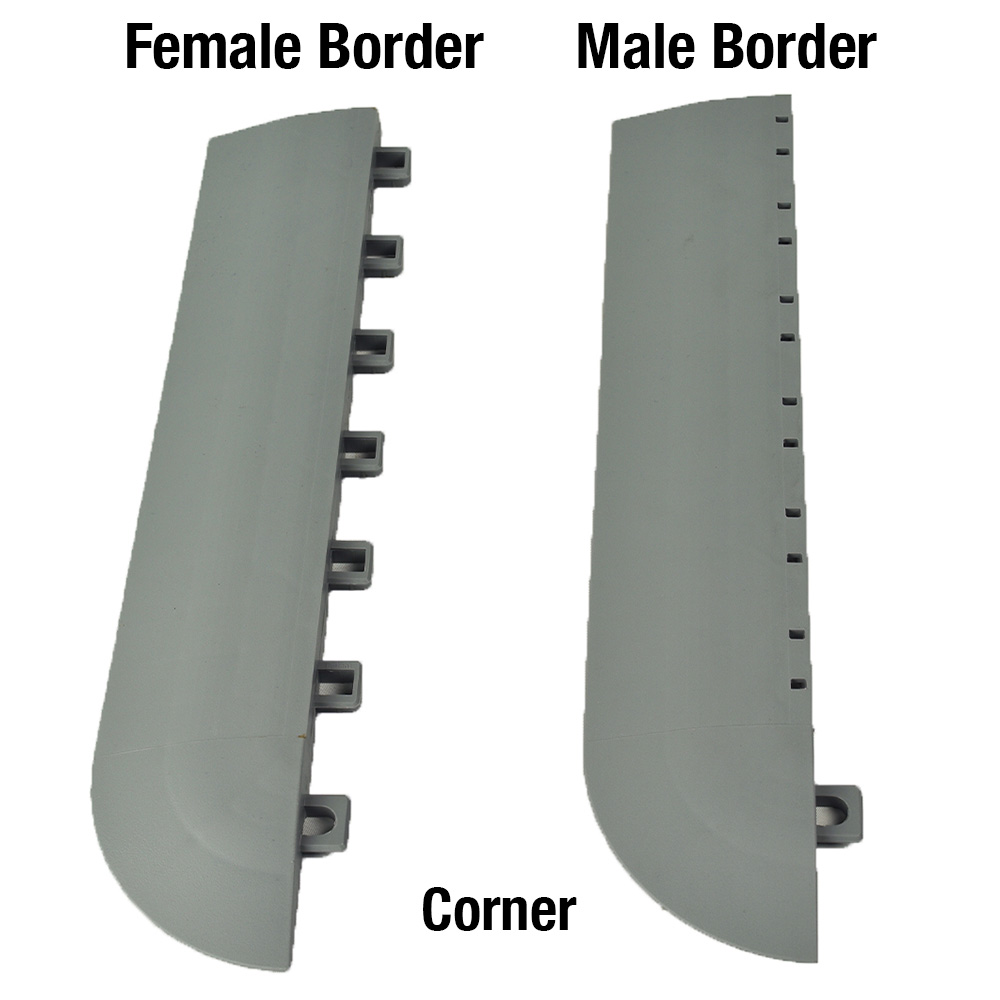 DunkStar Pickleball Outdoor Court Corner Edge Borders Gray 5/8 Inch x 3 Inches Wide male and female corner border