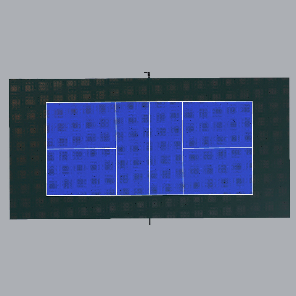 DunkStar Pickleball Outdoor Court Tile with Lines 30x60 Ft. bright blue and evergeen court with lines