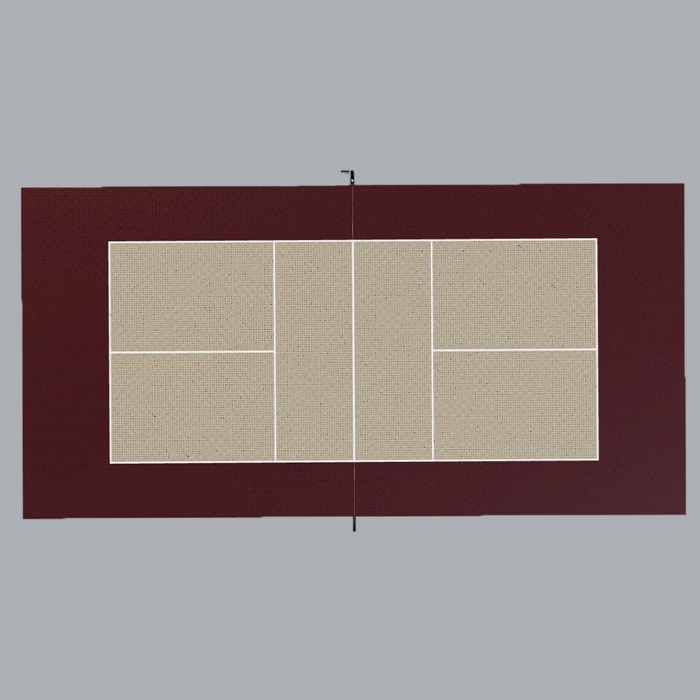 DunkStar Pickleball Outdoor Court Tile with Lines 30x60 Ft. burgundy and beige court with lines