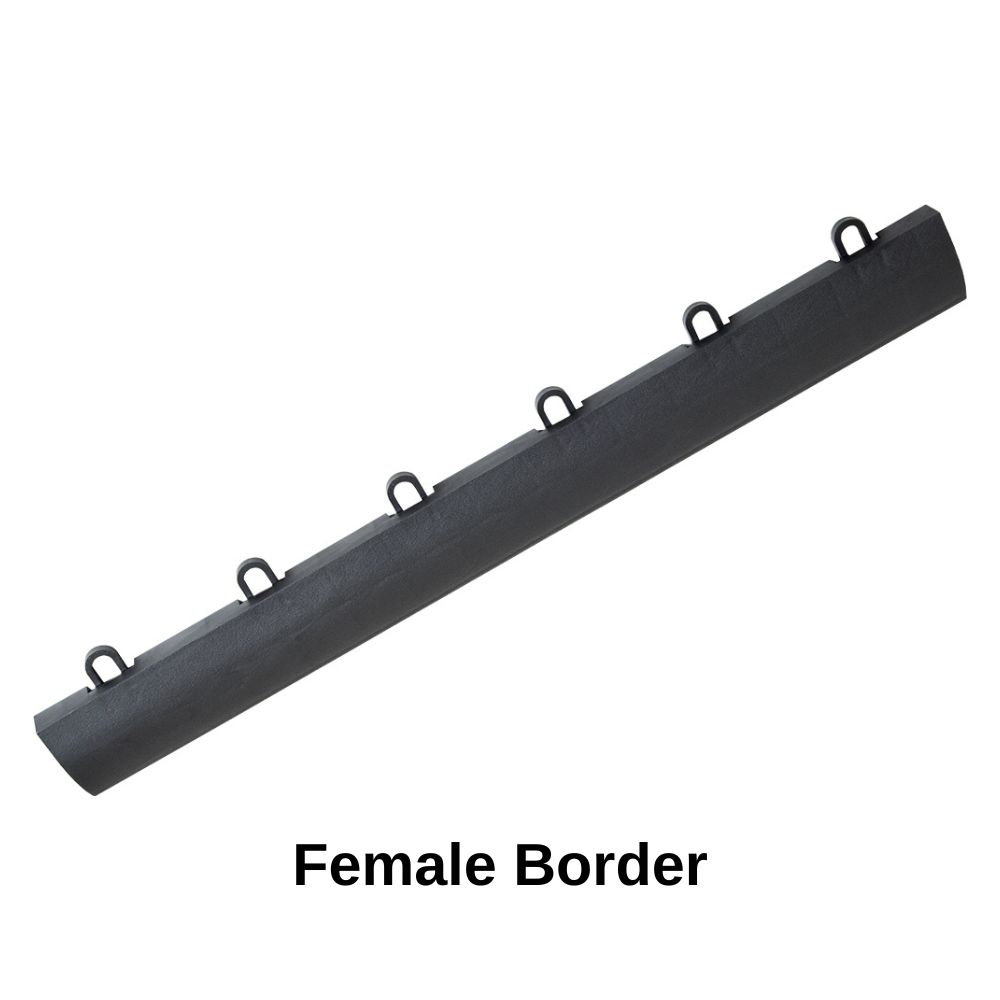 Female edge in Graphite SnapLock Dance Floor Border Edges Corners 1/2 Inch x 2x18 Inches