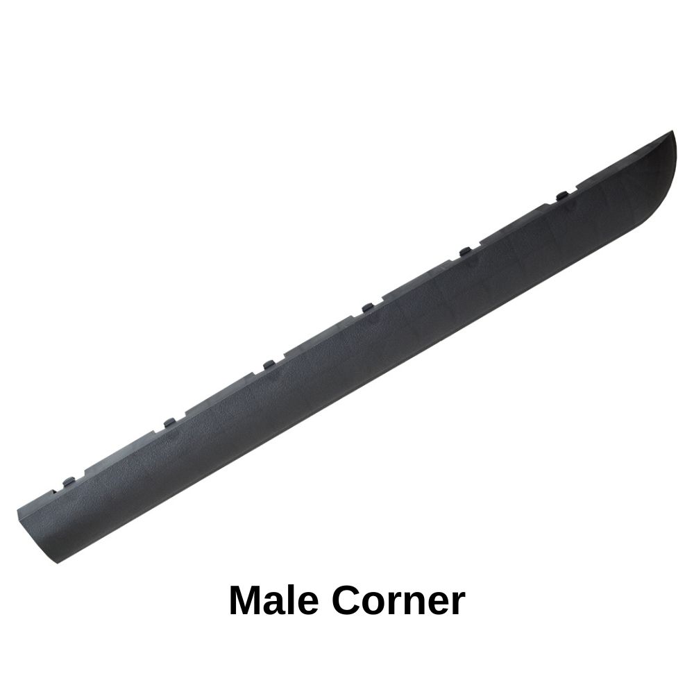Male Corner Edge in Graphite of SnapLock Dance Floor Border Edges Corners 1/2 Inch x 2x18 Inches