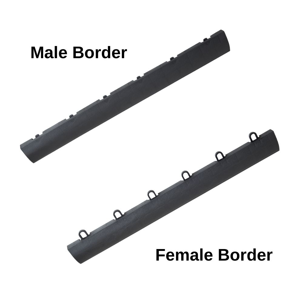 SnapLock Dance Floor Border Edges Corners 1/2 Inch x 2x18 Inches Graphite Male and Female edges