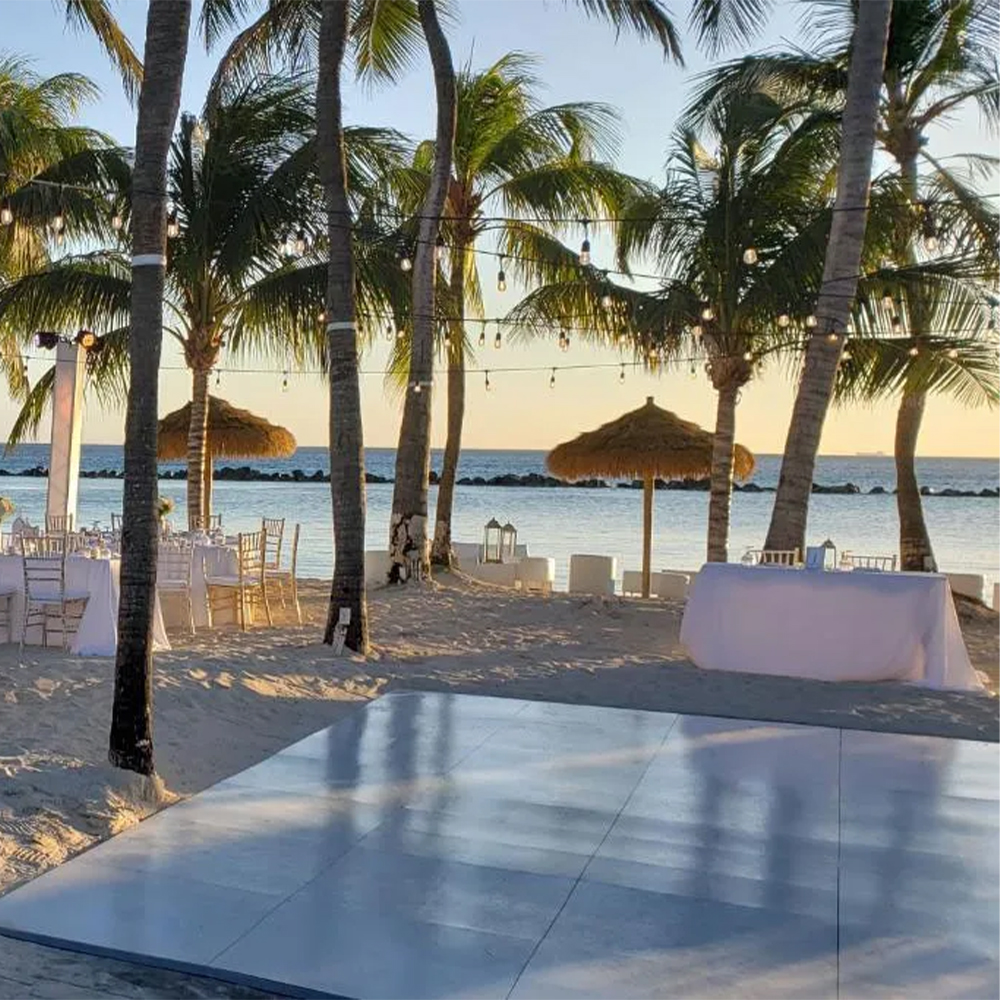 snaplock white dance floor beach install