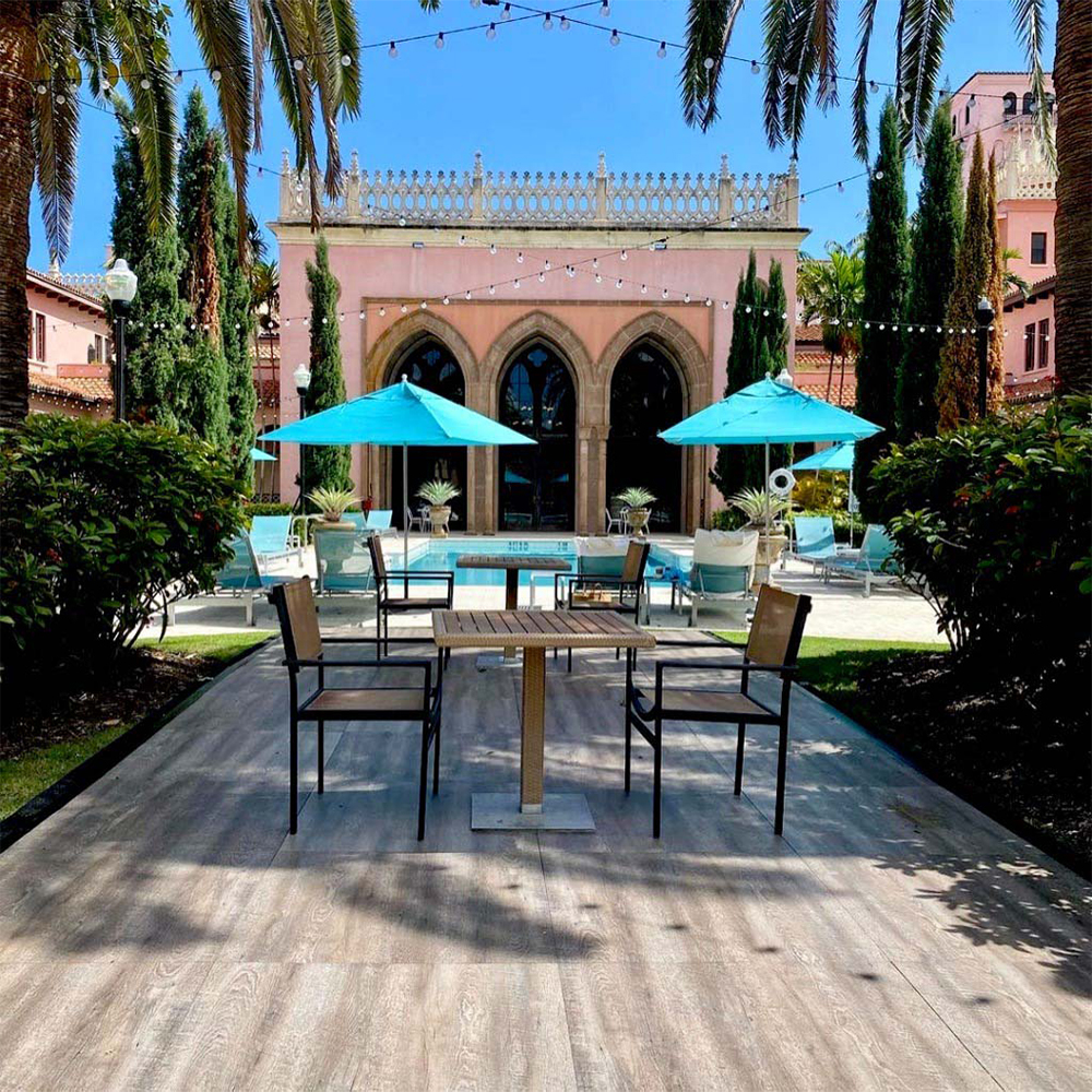 SnapLock Dance Floor XL Premium Tiles 1/2 Inch x 18x18 Inches outdoor galla with Smoked Oak tiles