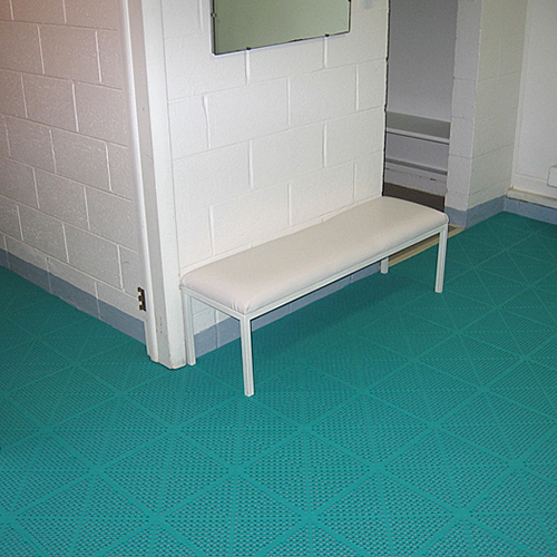 soft flex tiles installed in locker room