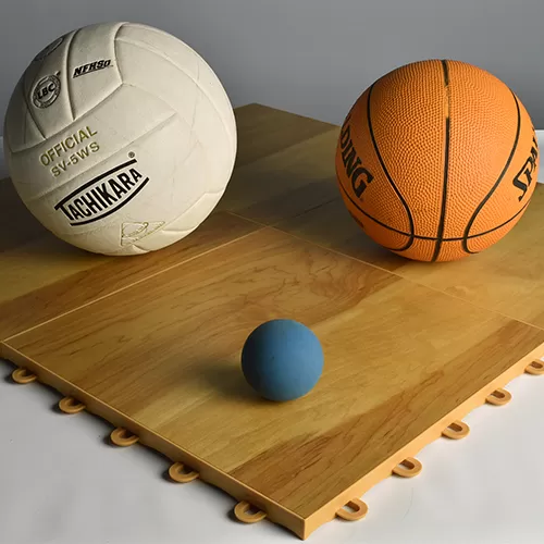 Gym Sports Court Flooring Tile corner with basketball volleyball and racquetball