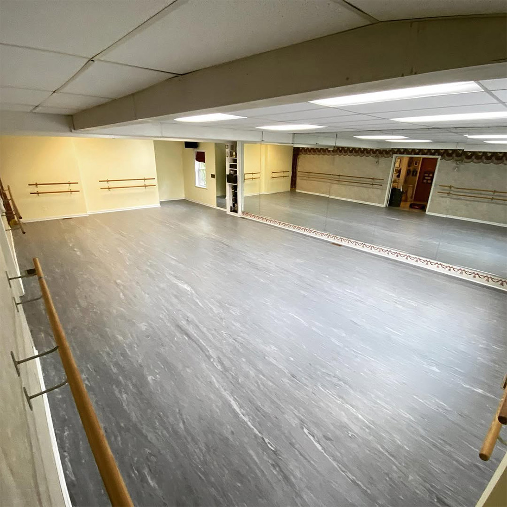 Groove Base Multi-Purpose Dance Floor Roll 2mm x 6.56x65 Ft. in dance studio