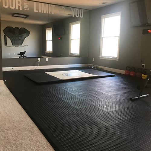 home gym flooring tiles over carpet