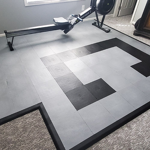 gym floor tiles over carpet