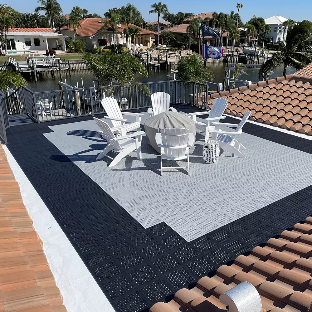 rooftop patio with Staylock pic outdoor floor tiles black and gray