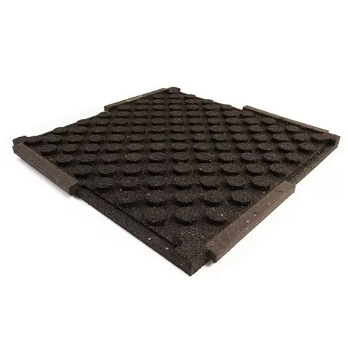 Sterling rubber tile 1.25 Inch Black showing bottom of tile.
