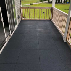 Rubber tiles installed over wood deck thumbnail