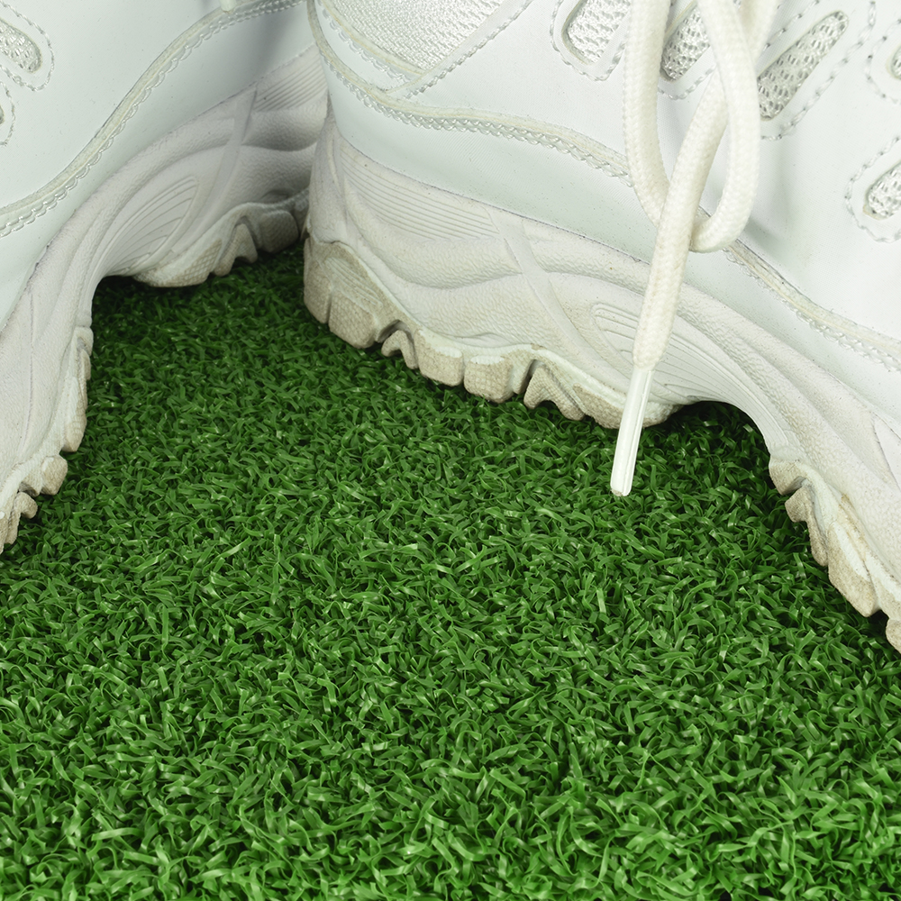 Greatmats Gym Turf Value 3/4 Inch x 15 Ft. Wide 5 mm Foam - Green Shoes on Turf