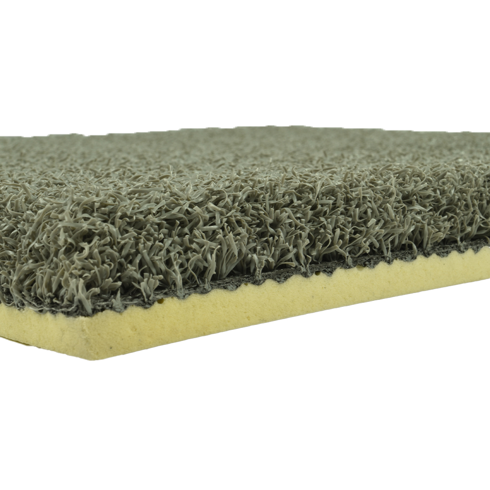 side corner view Greatmats Gym Turf Value 3/4 Inch x 15 Ft. Wide 5 mm Foam - Gray