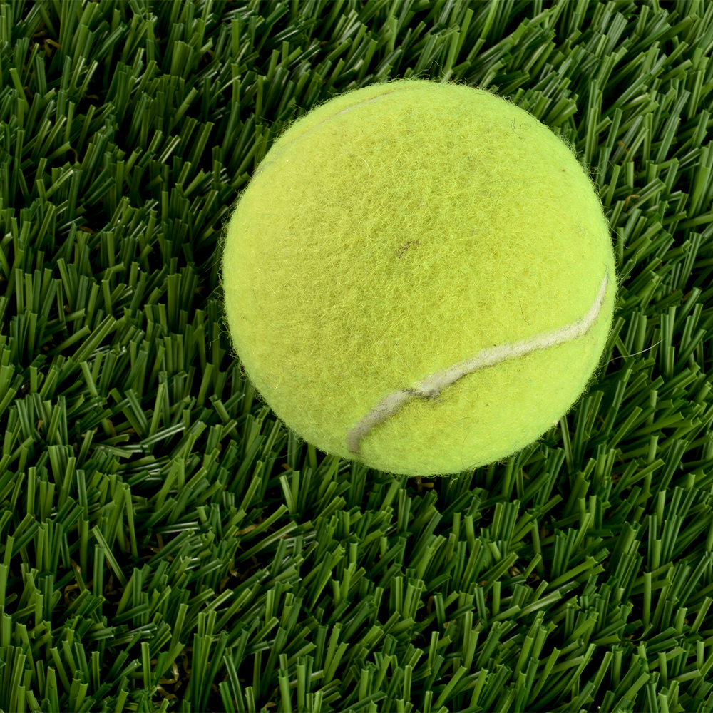 Greatmats Choice Pet Turf top view with dog tennis ball