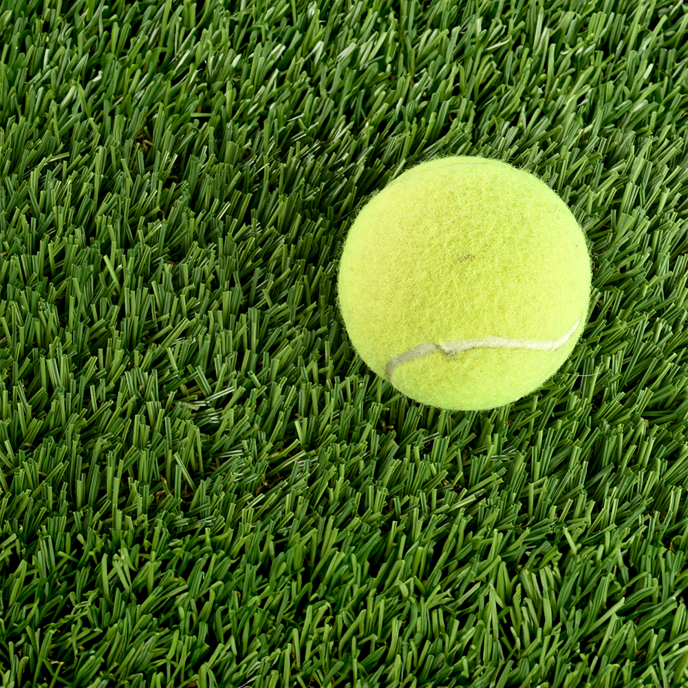 Greatmats Choice Pet Turf top view with dog tennis ball