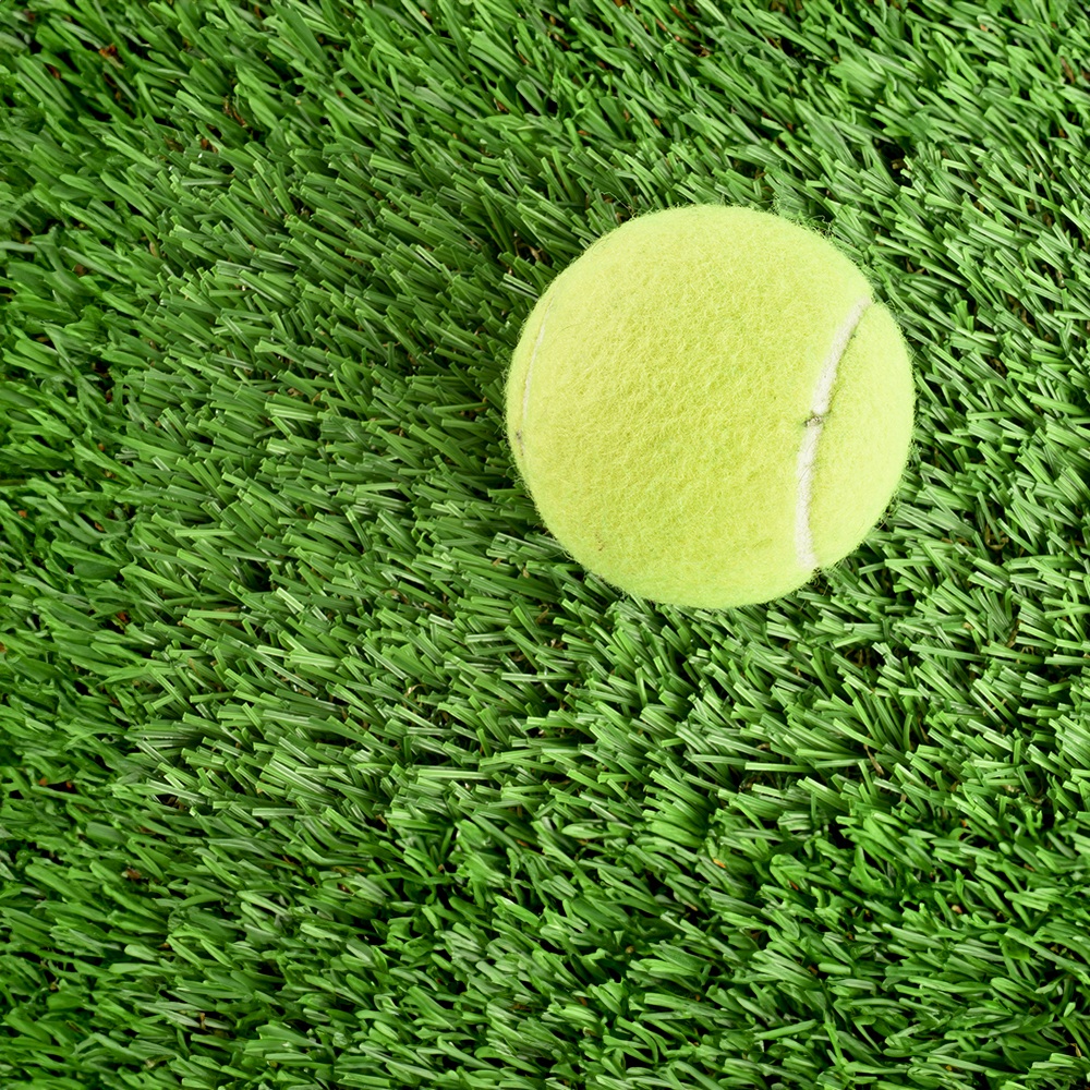 Greatmats Select Pet Turf top view with tennis ball