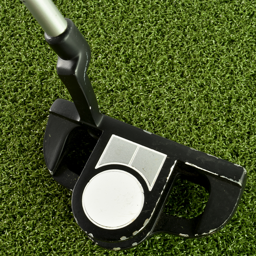 Greatmats Select Putting Green Turf close up view with golf putter