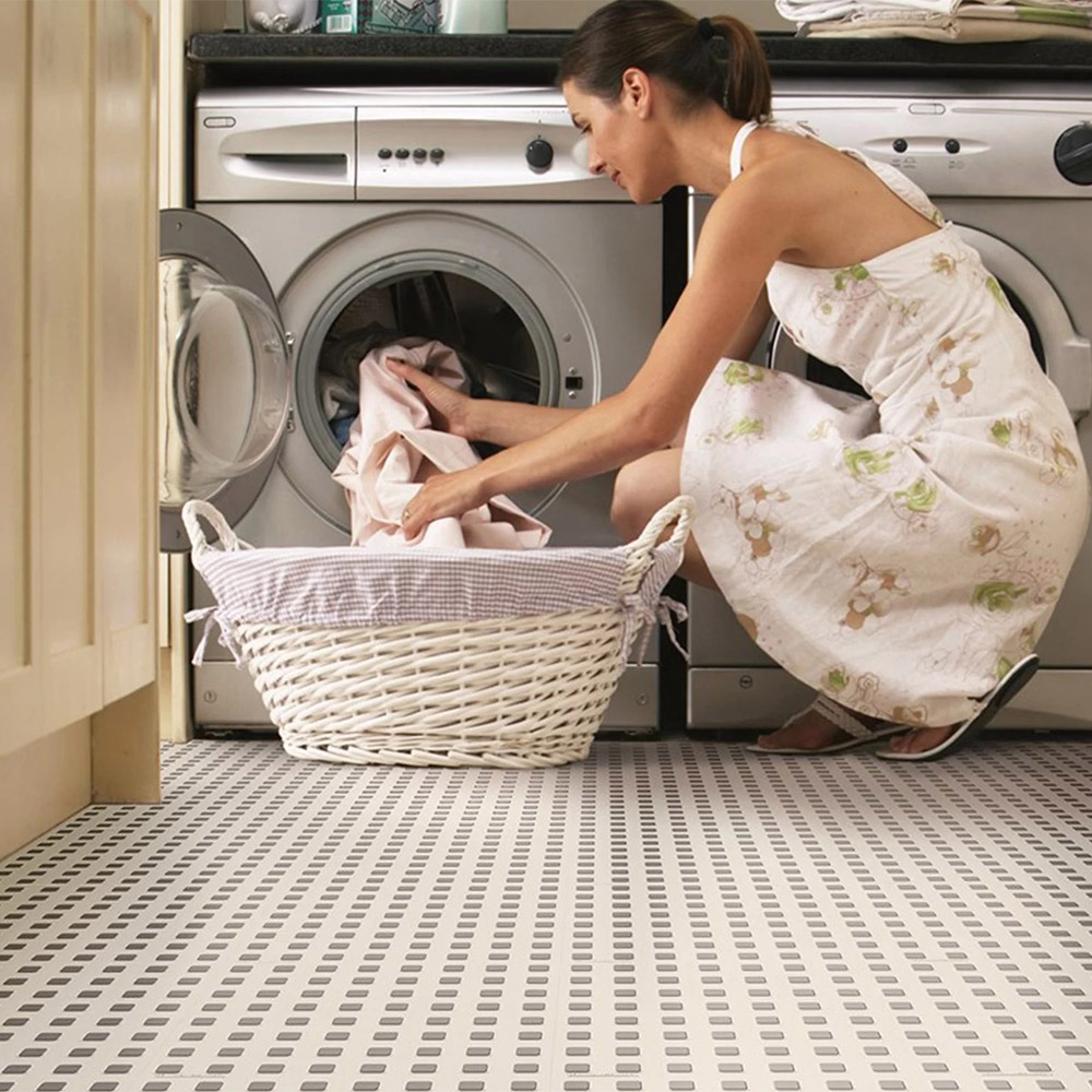 TechFloor with Raised Squares Floor Tile Shown in a Laundry Room