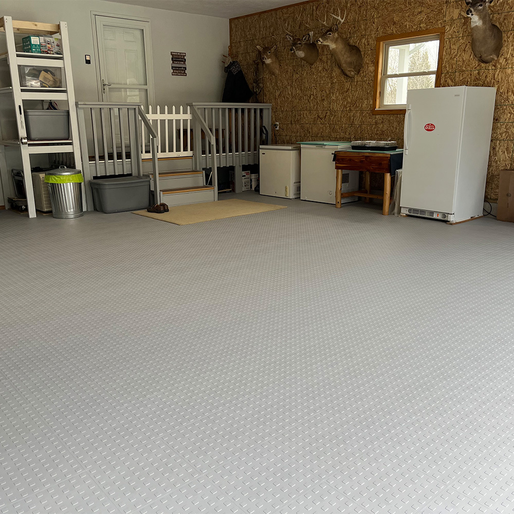 TechFloor Standard with Raised Squares Floor Tile grey garage install