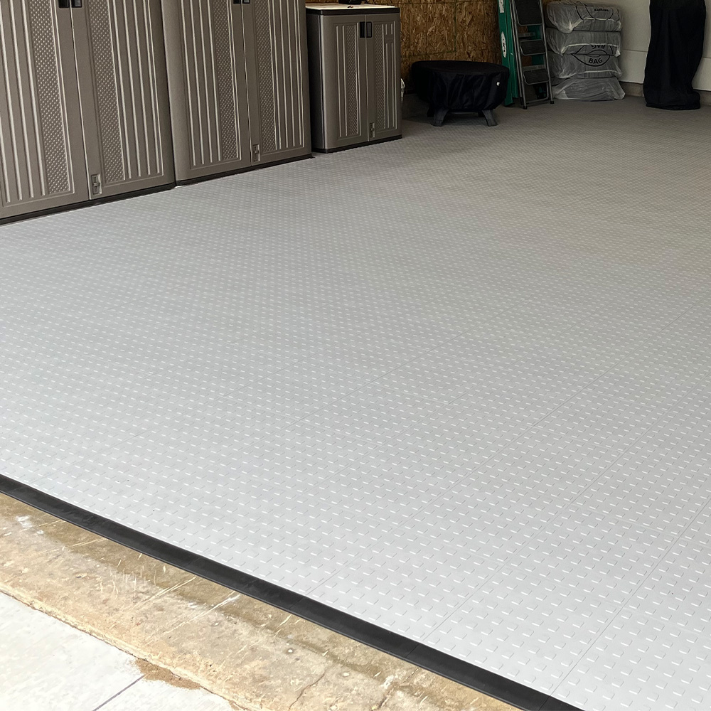 Techfloor Border Beveled Edge on Raised Solid Garage Tiles garage install