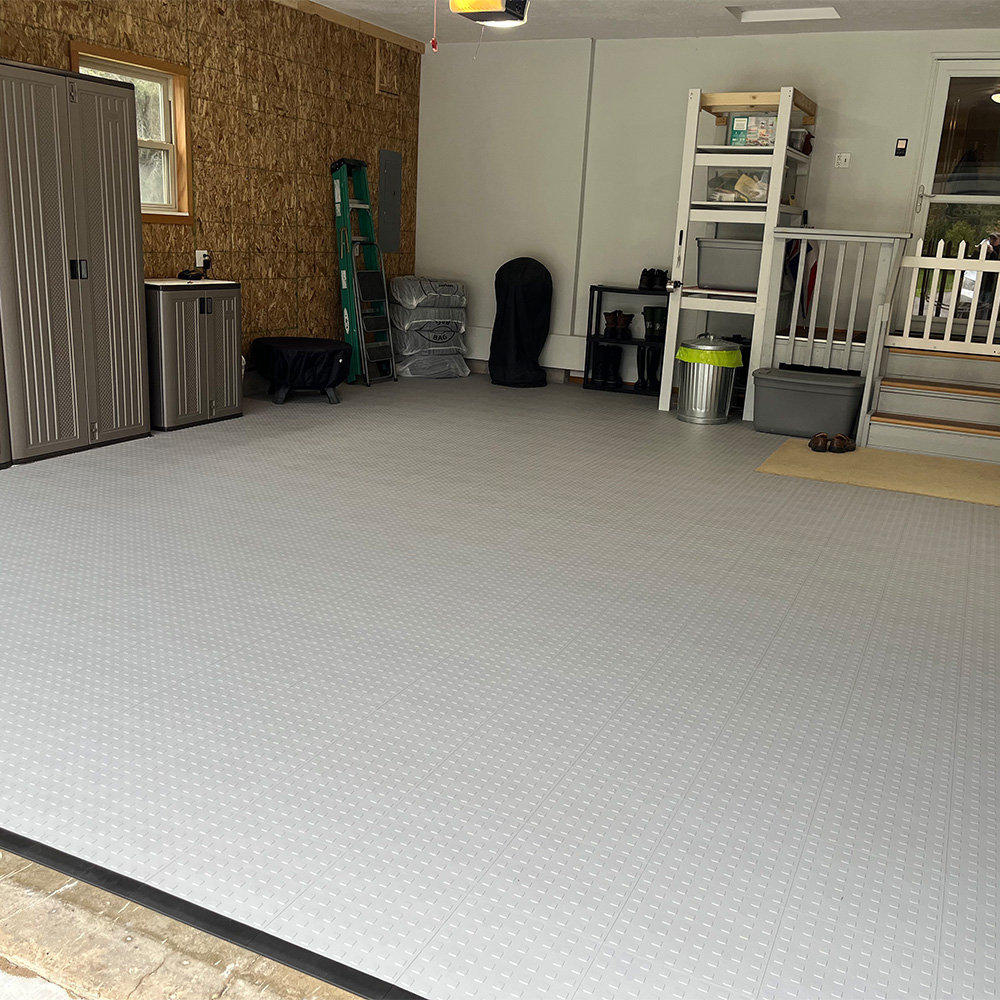 TechFloor Standard with Raised Squares Floor Tile grey garage install
