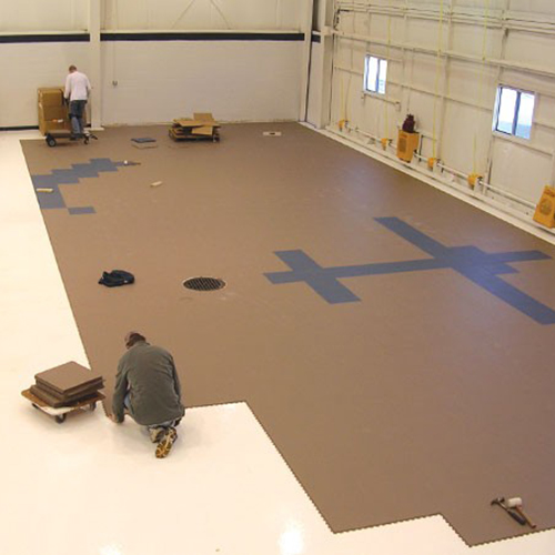 pvc warehouse flooring in a large area