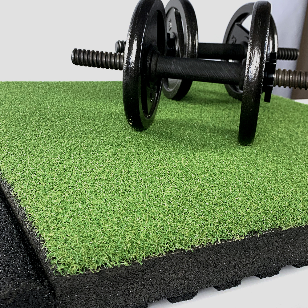 2.5 inch thick turf tiles with rubber base side view