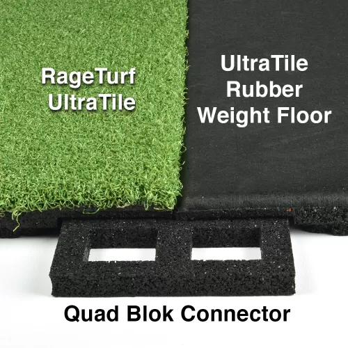 Quad Blok Connecting RageTurf UltraTile and Black Rubber Ultratile